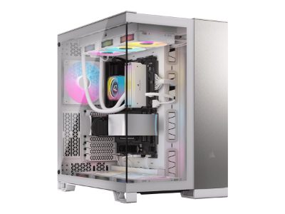 Corsair PC Case, 6500X Dual Chamber, White/Satin Gray Aluminum, Mid-Tower