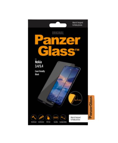 Screen protector, Nokia, 3.4/5.4, Glass, Black, Full frame coverage; 100% touch preservation; Rounded edges, Case friendly
