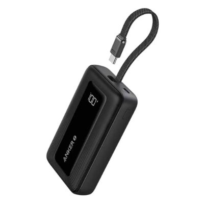 Anker Power Bank with Built-In USB-C Cable, A1688H11, 10000 mAh, Black