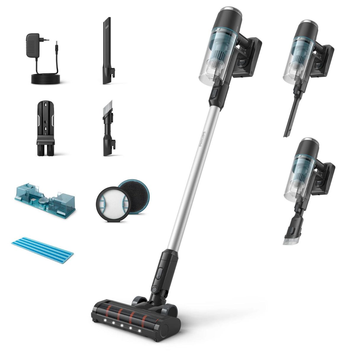 PHILIPS 3000 series bezvada spieķa tipa putekļsūcējs, pelēks