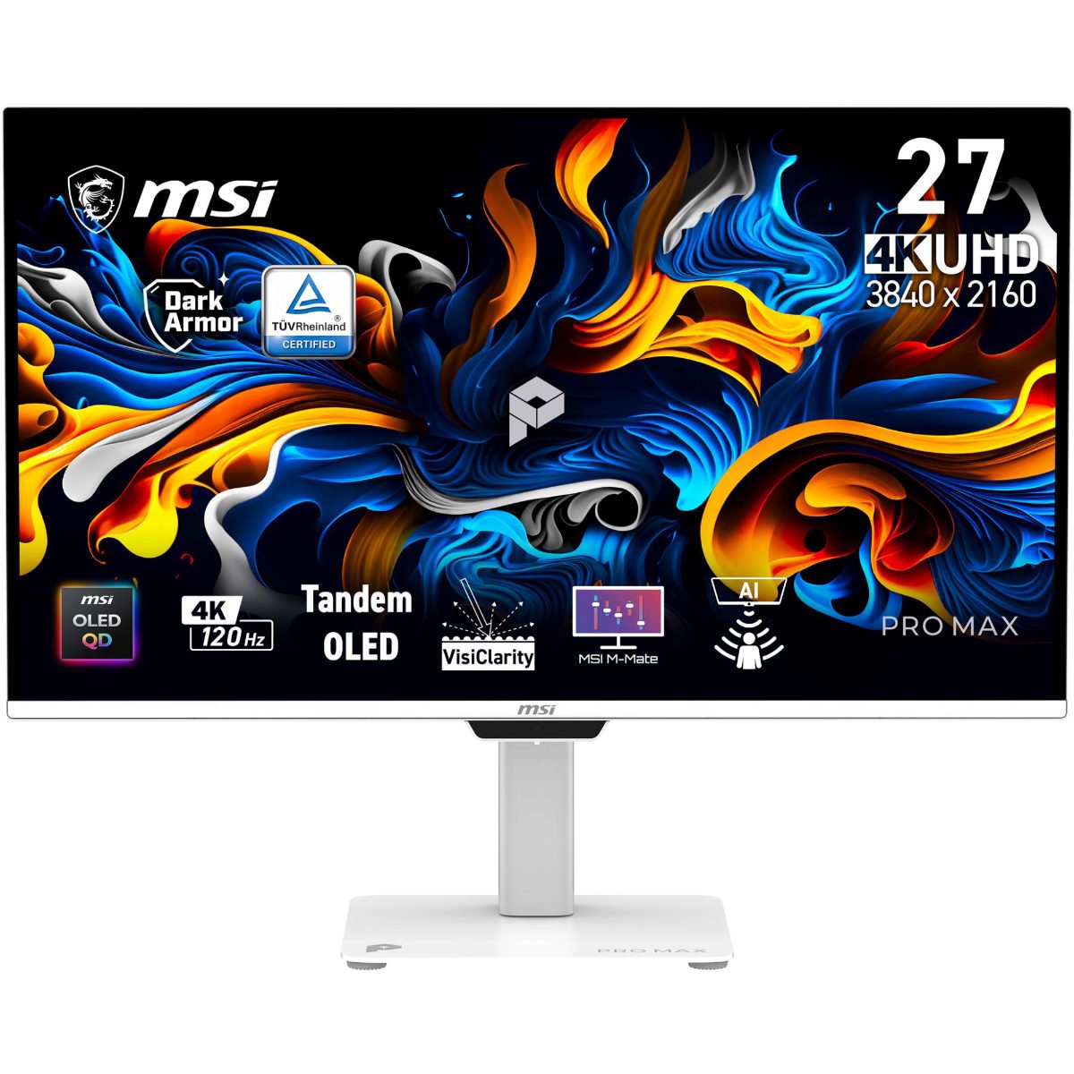 Monitor, MSI, 26.5 ", 3840 x 2160 pixels, UltraWide Full HD, Native aspect ratio 16:9, QD-OLED, Flat, PROMAX271UPXW12G