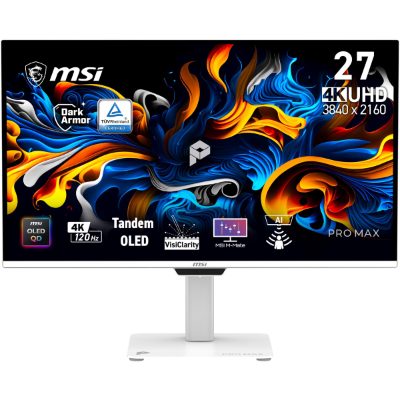 Monitor, MSI, 26.5 ", 3840 x 2160 pixels, UltraWide Full HD, Native aspect ratio 16:9, QD-OLED, Flat, PROMAX271UPXW12G