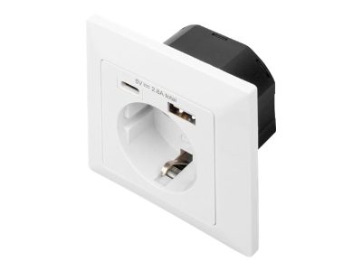 Safety Plug for Flush Mounting with 1 x USB Type-C, 1 x USB A