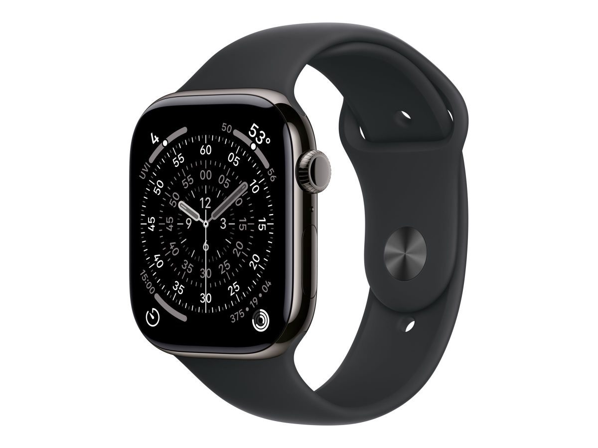 Apple Watch Series 11 GPS + Cellular 46mm Slate Titanium Case with Black Sport Band - M/L, Apple