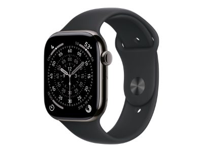 Apple Watch Series 11 GPS + Cellular 46mm Slate Titanium Case with Black Sport Band - M/L, Apple
