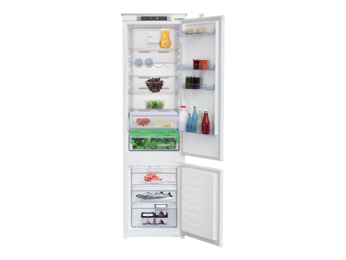 BEKO Refrigerator, BCNA306E42SN, Energy efficiency class E, Built-in, Combi, Height 193.5 cm, No Frost system, Fridge net capacity 215 L, Freezer net capacity 69 L, Display, 37 dB, White