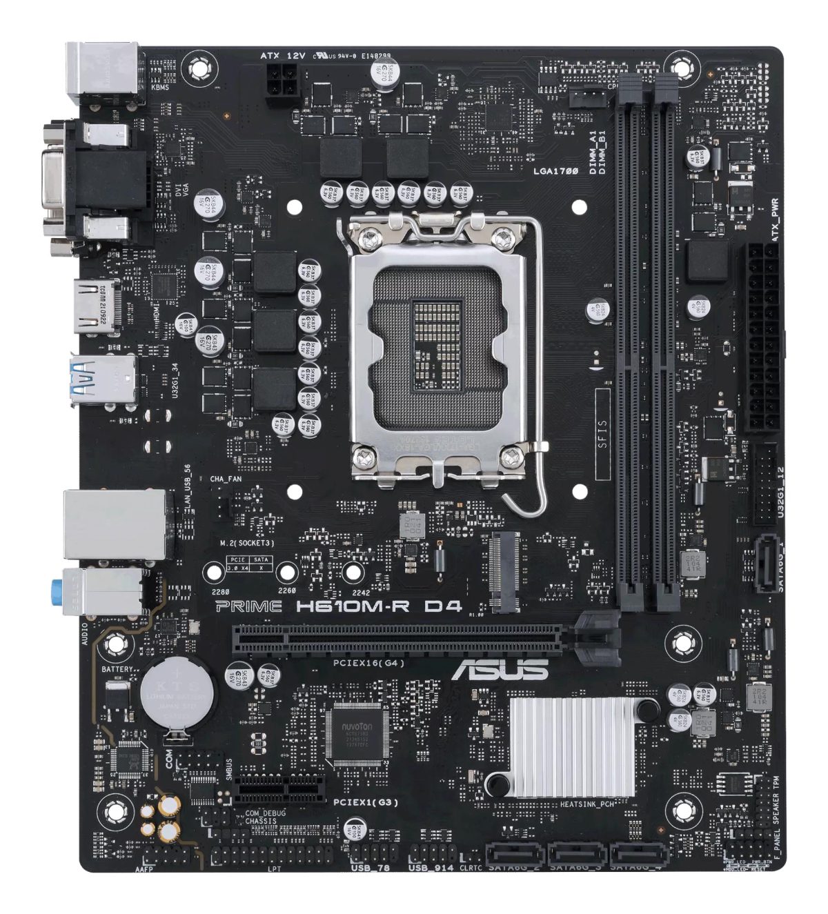 PRIME H610M-R D4-SI, Processor family Intel, Processor socket LGA1700, DDR4 DIMM, Memory slots 2, Supported hard disk drive interfaces SATA, M.2, Number of SATA connectors 4, Chipset Intel H610, Mic-ATX