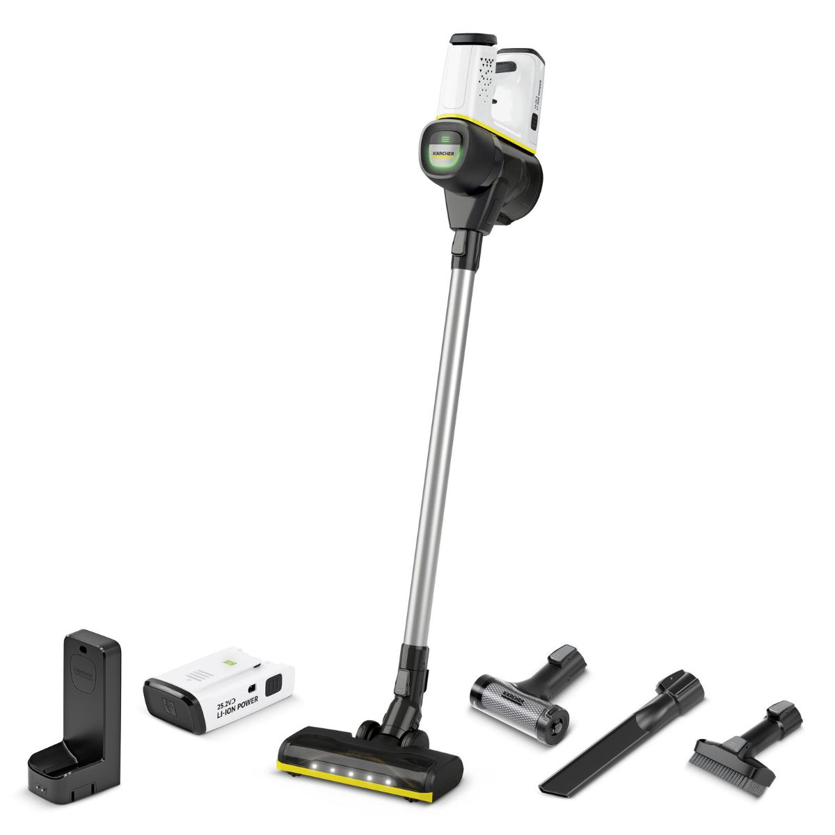 Vacuum Cleaner, KARCHER, Cordless vacuum cleaner VC 6 Cordless ourFamily Battery Plus, Upright/Cordless/Bagless, Capacity 0.8 l, Noise 78 dB, White, Weight 2.6 kg, 1.198-677.0