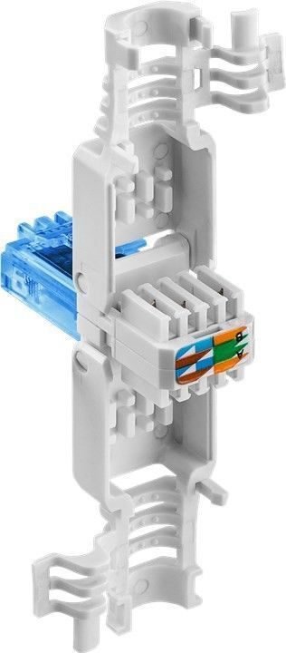 Goobay 59227 Tool-free RJ45 network connector CAT 6A UTP unshielded, for 3 different cable OD: up to 5.2mm/ 6.4mm/ 7.5mm   UTP unshielded with strain relief with cable reducer that can be used for three different cable diameters: up to 5.2 mm/6.4 mm/7.5 mm for stranded and solid inner conductor (AWG 22 to 26) easy and tool-free assembly simply press down on the connector housing supports transmission rates on the order of gigabits cable contacts marked in colour  Technical specifications  Connections  Connection, type  RJ45 male (8P8C)   Connection 2, type  for IDC connectors (toolless)   Connection, contact material  gold-plated 3µ   Cable  Specification  CAT 6a   Shielding class  UTP   Signal transmission  max. bandwidth  500 MHz   General  Consumption Unit  1 pc. in polybag   Length  52 mm   Width  15 mm   Height  15 mm