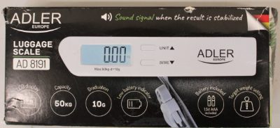Adler Travel Luggage Scale, AD 8191, Maximum weight (capacity) 50 kg, Accuracy 10 g, Grey