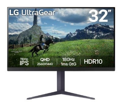 LCD Monitor, LG, 31.5", Panel IPS, 2560x1440, 16:9, 180Hz, 1 ms, Pivot, Height adjustable, Tilt, Colour Black, 32GS85Q-B