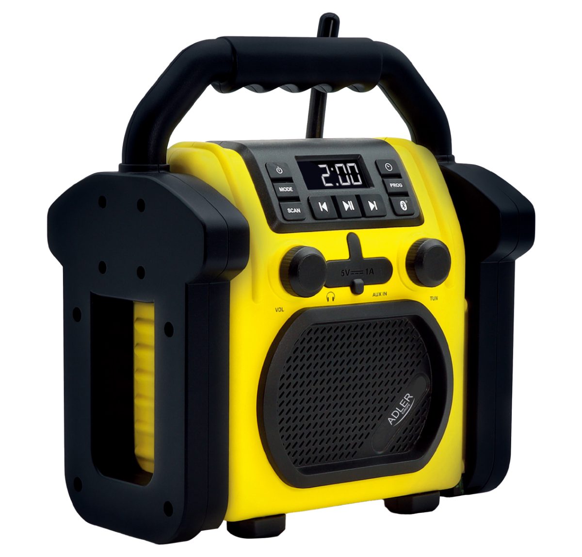 Construction radio with Bluetooth, AD 1911, AUX in, Black/Yellow