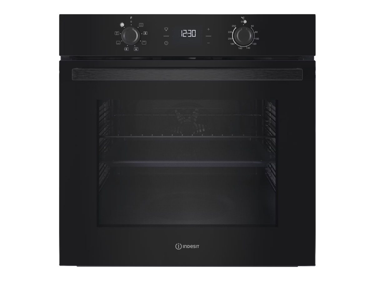 INDESIT Oven, IO K55C B, 71 L, Electric, Catalytic, Electronic, Height 59.5 cm, Width 59.5 cm, Black