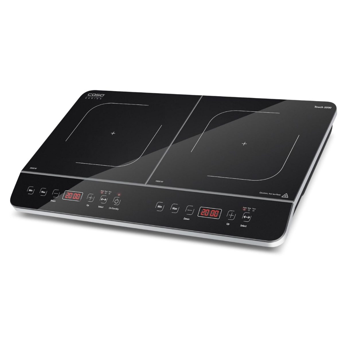 Hob, Touch 3500, Induction, Number of burners/cooking zones 2, Touch control, Timer, Black, Display