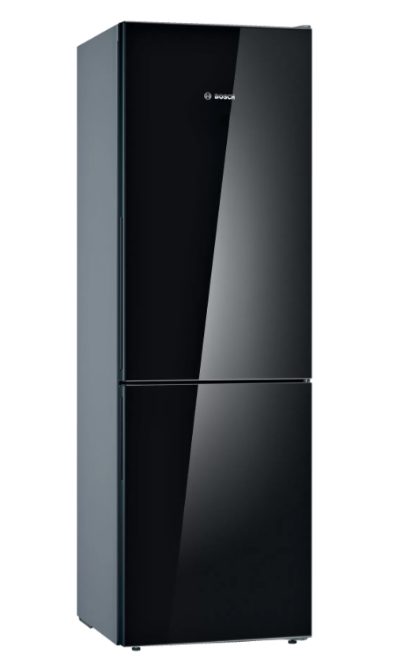 Refrigerator, KGV36VBEAS, Energy efficiency class E, Free standing, Combi, Height 186 cm, Fridge net capacity 214 L, Freezer net capacity 94 L, 39 dB, Black