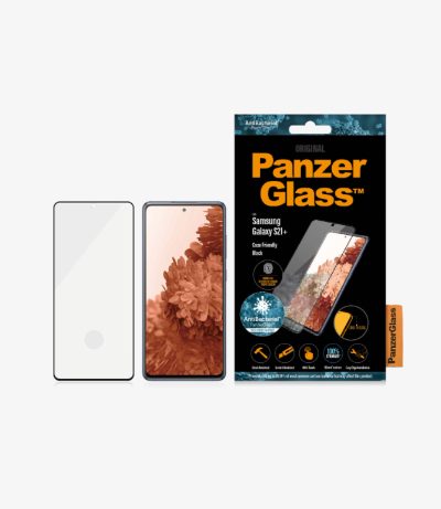 Samsung, Galaxy S21+ Series, Antibacterial glass, Black, Case Friendly, Compatible with the in-screen fingerprint reader, Antifingerprint screen protector