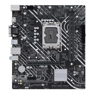 PRIME H610M-D D4, Processor family Intel, Processor socket  LGA1700, DDR4 DIMM, Memory slots 2, Supported hard disk drive interfaces SATA, M.2, Number of SATA connectors 4, Chipset Intel H610, mATX