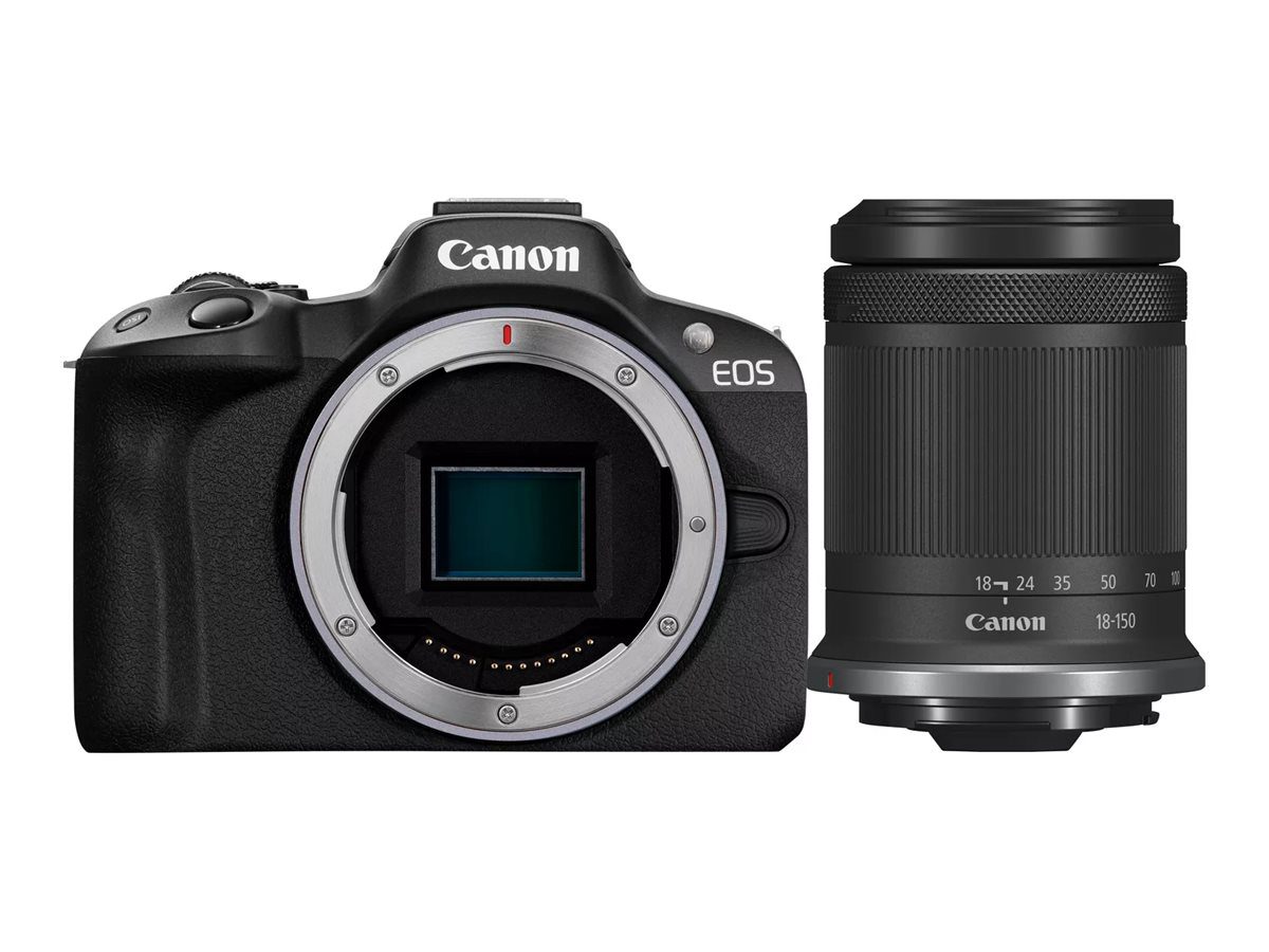 EOS R50 - digital camera RF-S 18-150mm F3.5-6.3 IS STM lens, Megapixel 24.2 MP, ISO sensitivity (max) ISO 51200, Wi-Fi, Automatic, manual, CMOS, Black