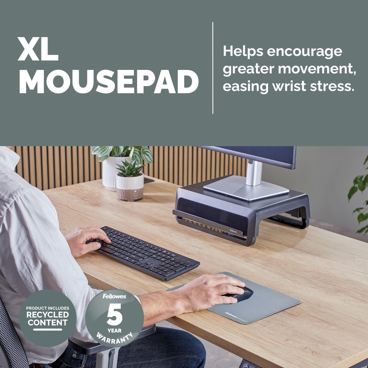 Fellowes XL Mousepad, Breyta, 280 x 210 x 2.5 mm, Marine