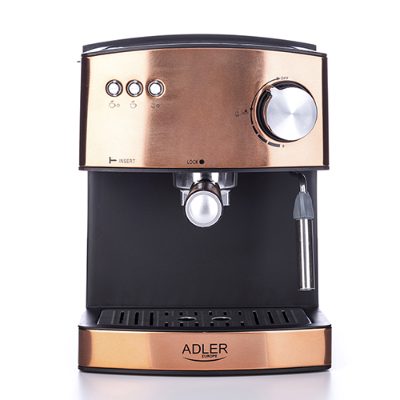Espresso coffee machine, AD 4404cr, Pump pressure 15 bar, Built-in milk frother, Semi-automatic, 850 W, Cooper/ black
