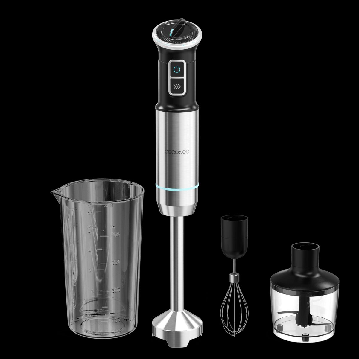 Cecotec Hand blender, Power Neutron 1100MAX Cream&Crush, Hand Blender, 1100 W, Number of speeds Adjustable, Turbo mode, Chopper, Black/Silver