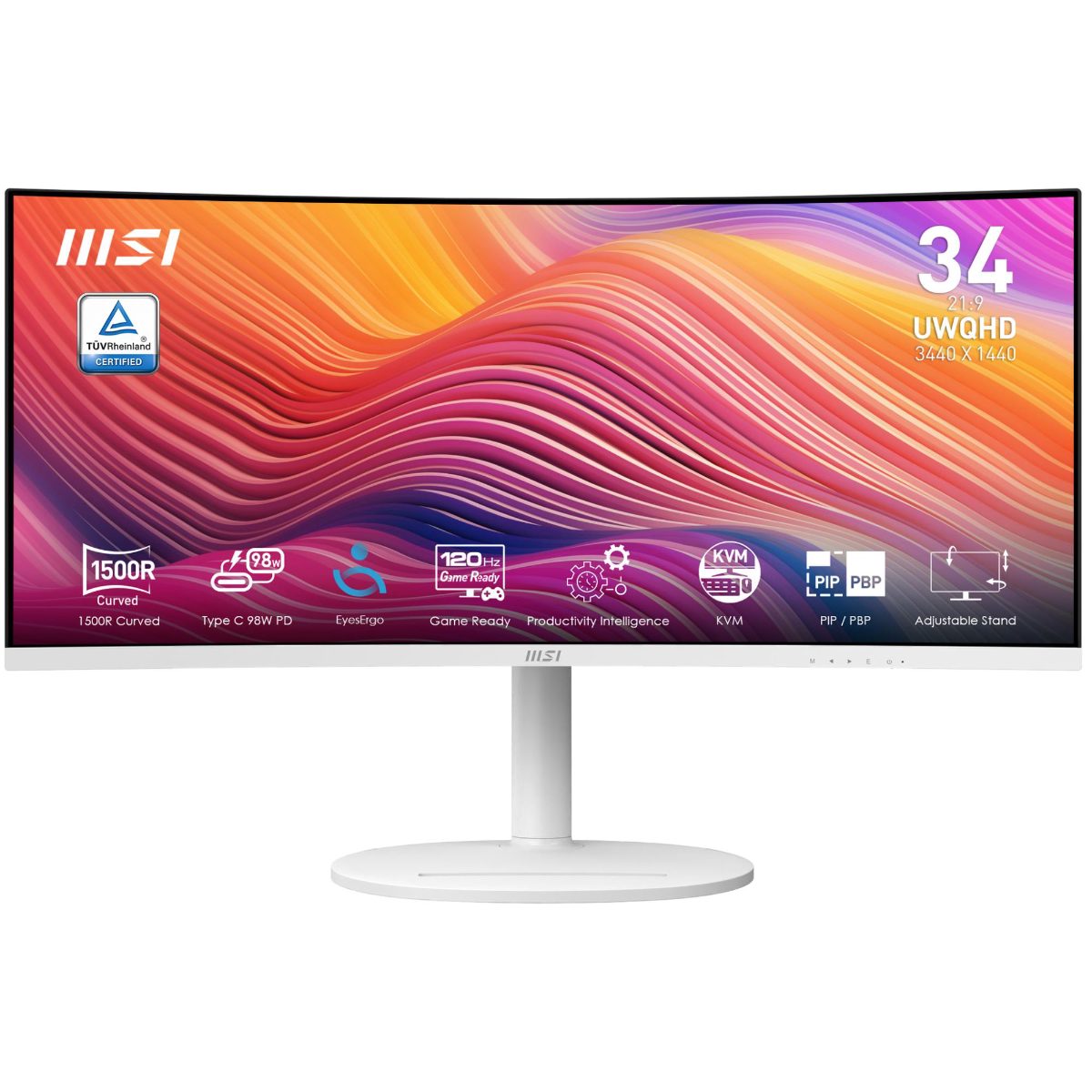 LCD Monitor, MSI, 34 ", 3440 x 1440 pixels, UltraWide Quad HD, Native aspect ratio 21:9, Curved, MODERNMD342CQPW