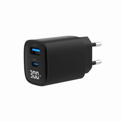 Gembird 2-port 30W USB fast charger, LCD, TA-UC-PDQC30LCD-BK-01