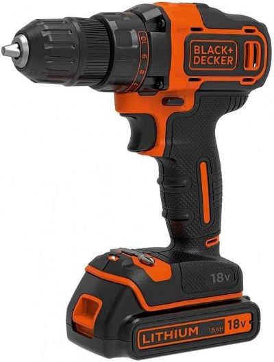 BLACK & DECKER 18V , 2x1.5 Ah Cordless drill driver, BDCDD186KB-QW