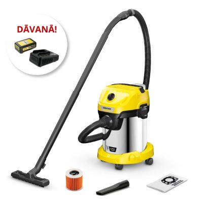 KARCHER WD 3 (1.628-575.0) putekļsūcējs+ akumulators (2.445-062.0)