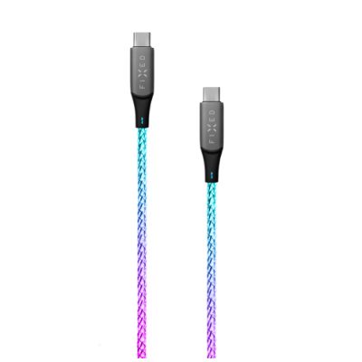 Glowing Charging Cable USB-C/USB-C, PD support, Rainbow, FIXDLED-CC-RA