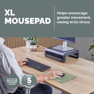 Fellowes XL Mousepad, Breyta, 280 x 210 x 2.5 mm, Sage