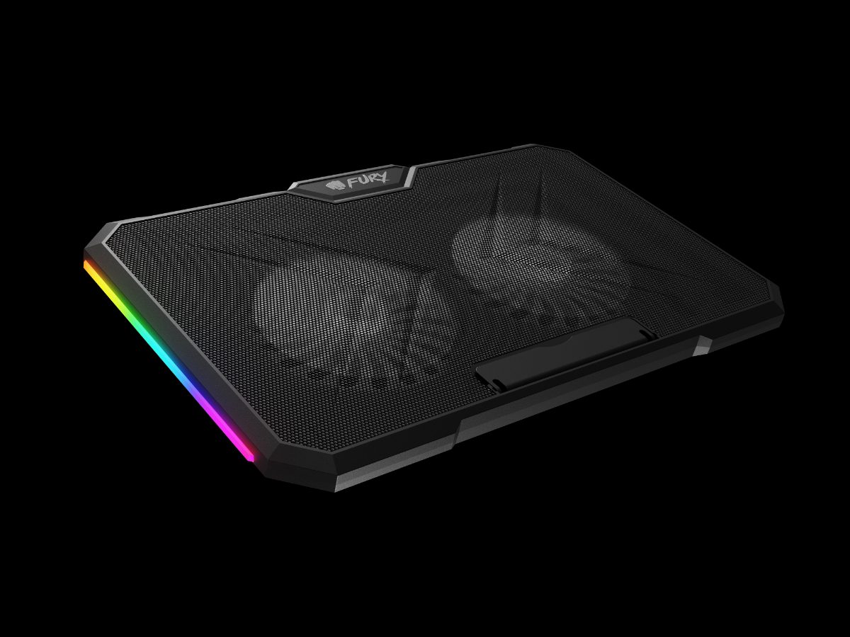 Fury Laptop Cooler Cooling Pad Fury Gunbai G3 Fans, RGB LED Light, 2 USB, 14.1-17.3"
