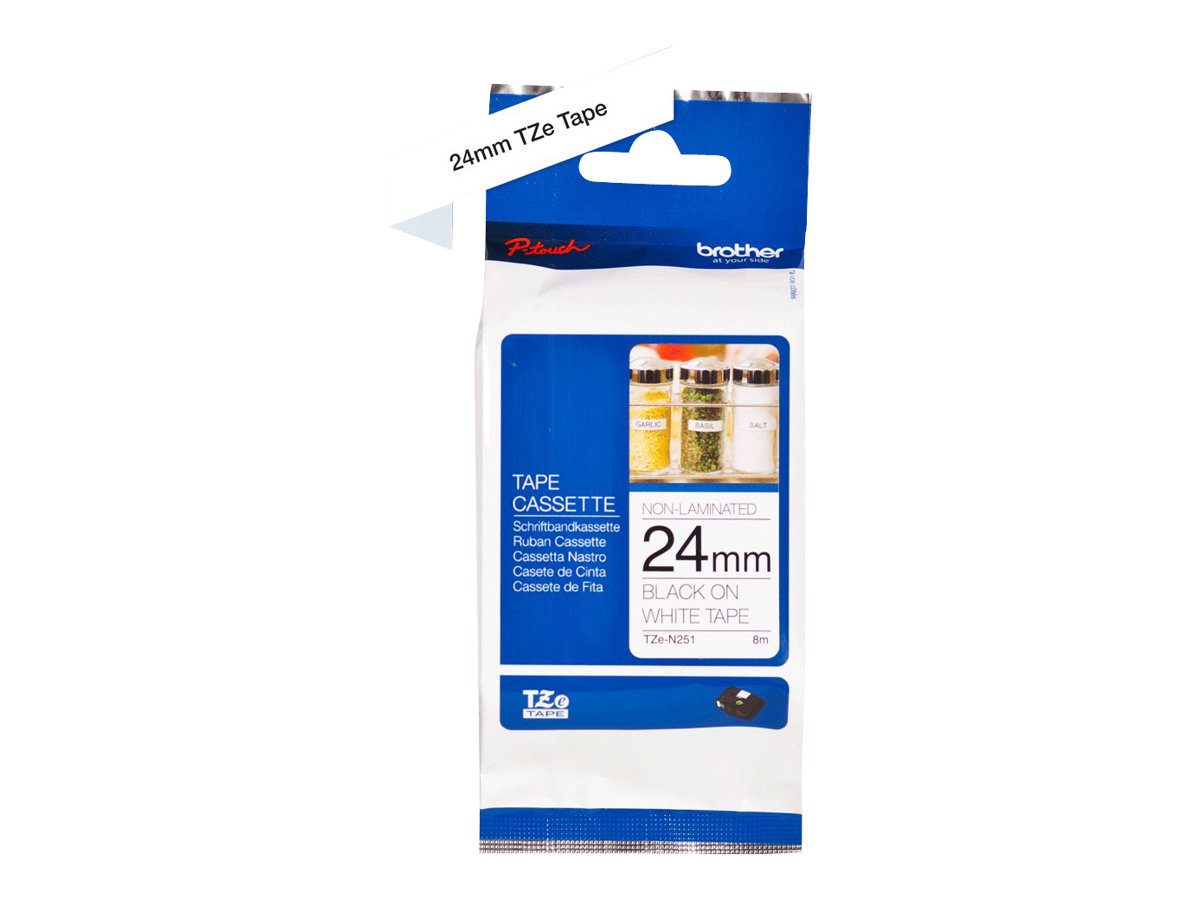 TZe-N251 Labelling Tape Cassette, Black on White, TZe, 8 m