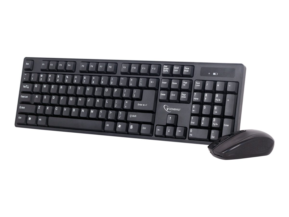 Keyboard and mouse, KBS-W-01, Keyboard and Mouse Set, Wireless, Mouse included, Batteries included, US, Black
