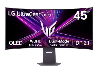 45GX950A-B, 45 ", OLED, 21:9, 165 Hz, 0.03 ms, 5120 x 2160 pixels, 275 cd/m², HDMI ports quantity 2, Black