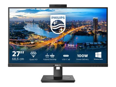 LCD monitor with USB docking, 276B1JH/00, 27 ", IPS, QHD, 16:9, 75 Hz, 4 ms, 2560 x 1440 pixels, 300 cd/m², HDMI ports quantity 1, Black
