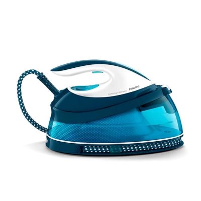 PHILIPS PerfectCare Compact Tvaika ģeneratora gludeklis, zils/balts