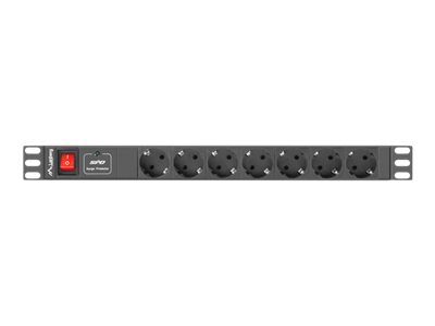 Lanberg Power Distribution unit (PDU) 19" 1U 16A 2m 7X Schuko oulets, PDU-07F-0200-BK