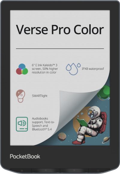 E-Reader, POCKETBOOK, Verse Pro Color, 6", 1072x1448, 1xUSB-C, Wireless LAN, Bluetooth, Dark Blue, PB634K3-1-WW