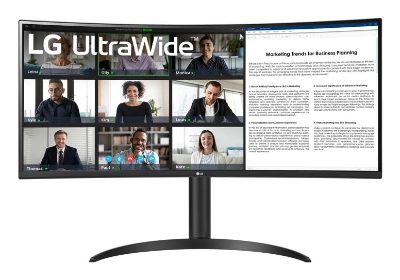 LCD Monitor, LG, 34WR55QK-B, 34", Business/Curved/21 : 9, Panel VA, 3440x1440, 21:9, 100Hz, 5 ms, Height adjustable, Tilt, Colour Black