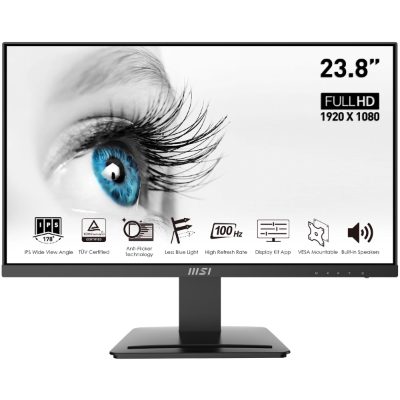 LCD Monitor, MSI, PRO MP243X, 23.8", Business, Matte, Panel IPS, 1920x1080, 16:9, 100Hz, 4 ms, Speakers, PROMP243X
