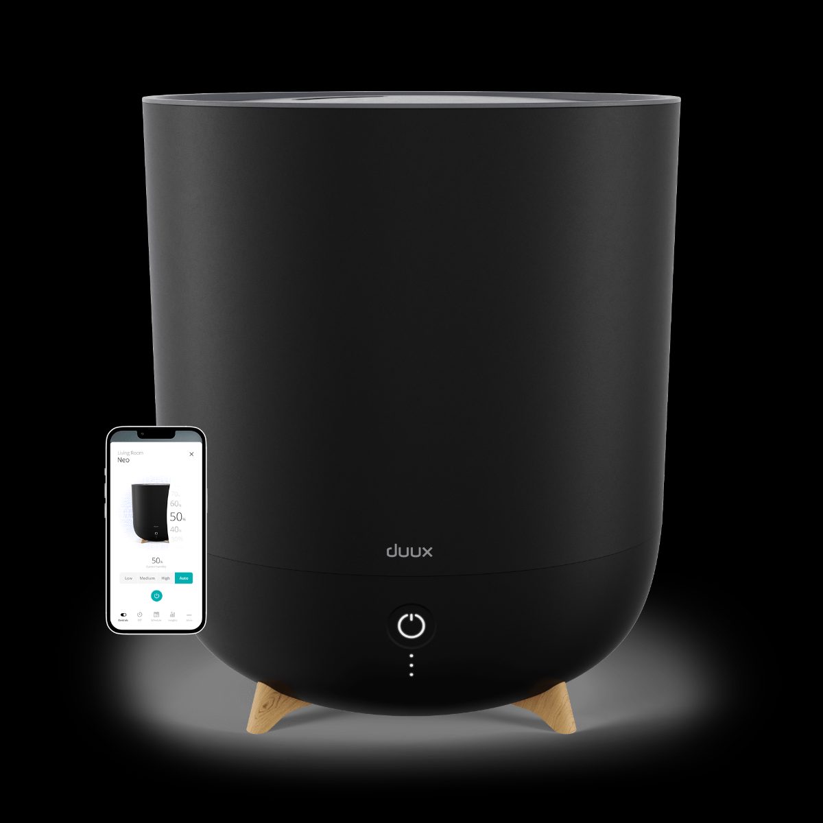 Smart Humidifier, Neo, Water tank capacity 5 L, Suitable for rooms up to 50 m², Ultrasonic, Humidification capacity 500 ml/hr, Black