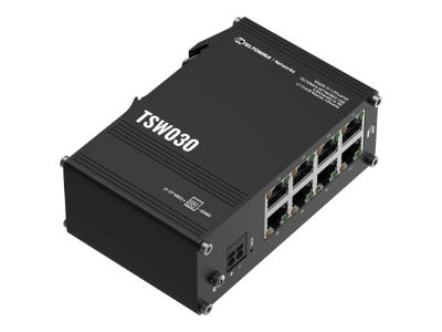 Switch, TSW030, Unmanaged, DIN rail mountable, 10/100 Mbps (RJ-45) ports quantity 8, Power supply type 2-pin industrial DC power socket
