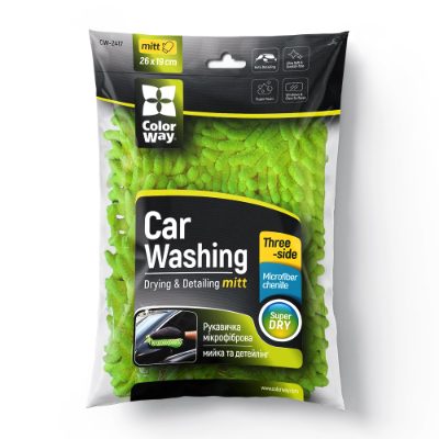 CW-2417, Microfiber car wash and polish glove, double-sided