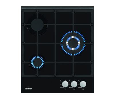 Hob, H4.305.HGSSP, Gas on glass, Number of burners/cooking zones 3, Rotary knobs, Black