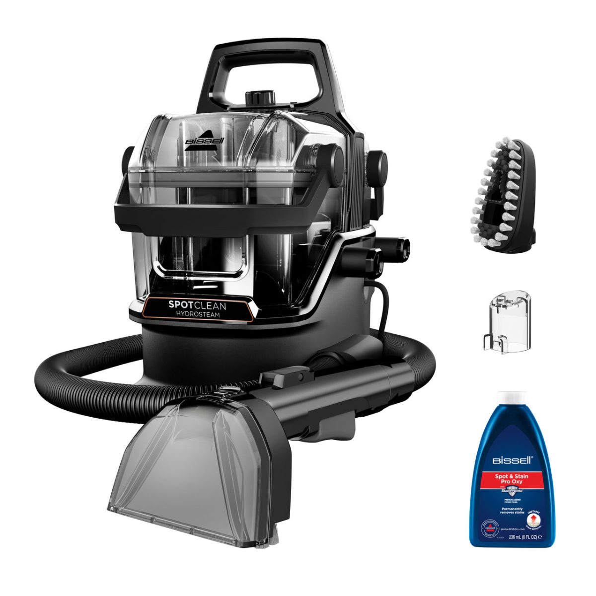 Portable Carpet and Upholstery Cleaner, SpotClean HydroSteam Select, Corded operating, Washing function, 1000 W, Black