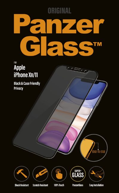 P2665, Screen protector, Apple, iPhone Xr/11, Tempered glass, Black, Confidentiality filter; Full frame coverage; Anti-shatter film (holds the glass together and protects against glass shards in case of breakage); Case Friendly – compatible with all Cases; Anti-glare coating (reduces light reflection); Blue light reduction; Easy Installation with full adhesive; Oleophobic layer (anti-bacterial + anti-fingerprint); 100% touch preservation; Maintains all phone functionalities