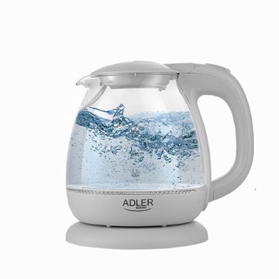 Kettle, AD 1283G, Standard, 1100 W, 1 L, Plastic/Glass, 360° rotational base, Grey