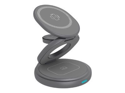 Raidsonic 3 in 1 foldable magnetic charging stand for mobile phone, earpods and smartwatch, Aluminium, Icy Box IB-SH101-CH