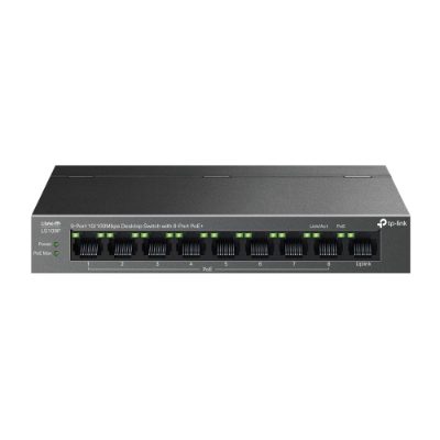 9-Port 10/100 Mbps Desktop Switch with 8-Port PoE+, LS109P, Unmanaged, Desktop, 10/100 Mbps (RJ-45) ports quantity 9